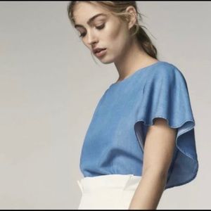 Massimo Dutti brand new light denim jean top